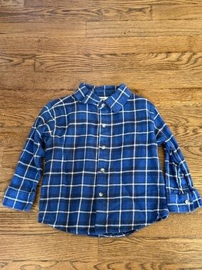 Mish boys Blue and White Plaid flannel Button-Down Shirt, “Game day” NWOT
